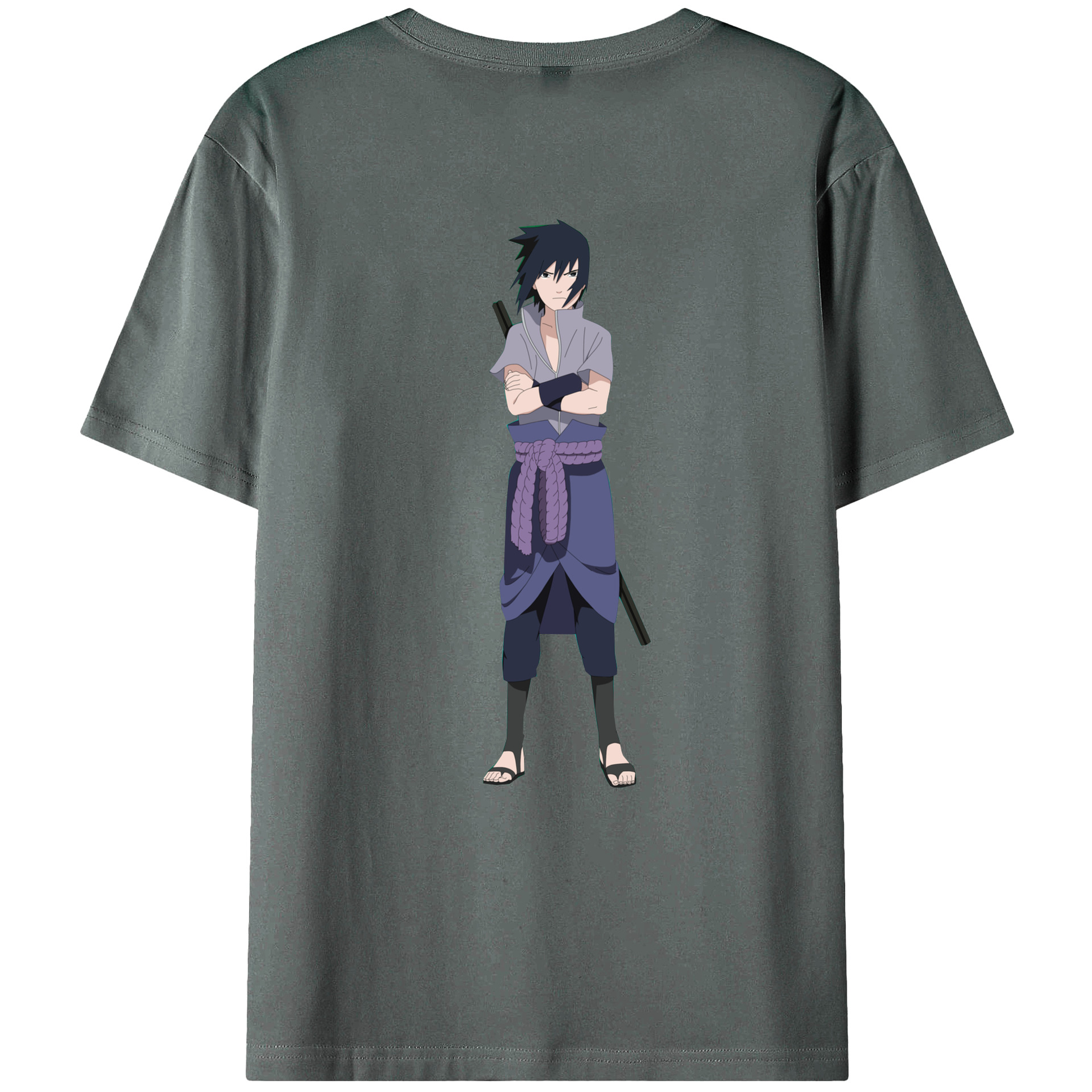 （画像用） NARUTO -ナルト- うちは サスケ Uchiha Sasuke 綿100％半袖Tシャツ（背面プリント）